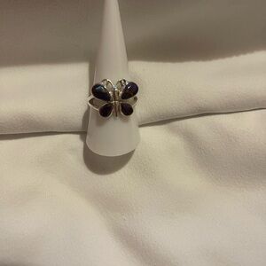 Purple Dahlia Butterfly Ring